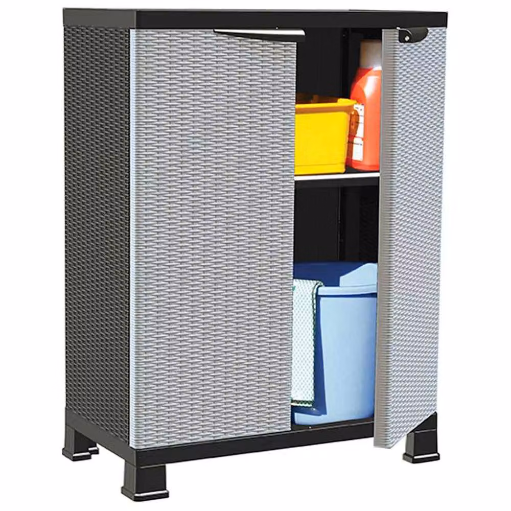 Berkfield Home Grey Plastic Cabinet with Rattan Design, W/D/H: 68 x 39 x 92 cm – 2
