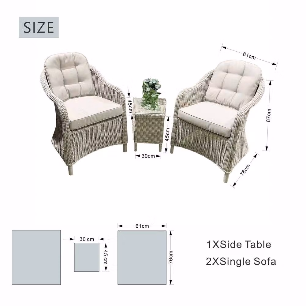 Direct Wicker Grey Rattan Bistro Set with 2 Seats and Side Table – 2