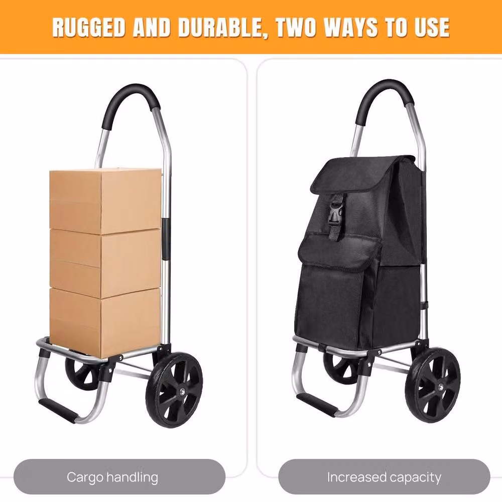 EONLION Large 2 Wheel Folding Shopping Trolley, Black, Height: 100 cm – 3