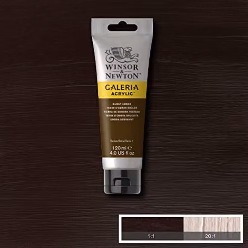 Winsor & Newton Galeria Acrylic Paint, Burnt Umber, 120ml – 3