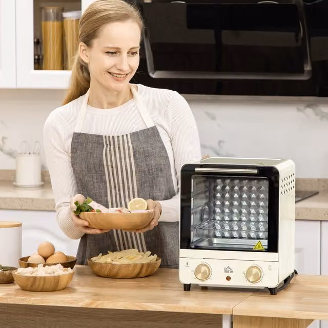 HOMCOM 15 Litre Electric Mini Oven with 60 Minute Timer, White