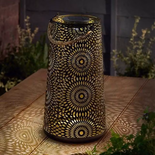 Garden Mile Solar LED Moroccan Lantern in Black, Height: 29 cm