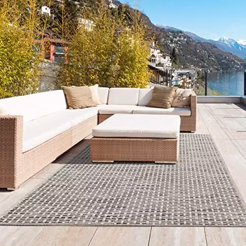 THE RUGS Cream Solid Design Indoor and Outdoor Rug, W/D/H: 200 x 290 cm