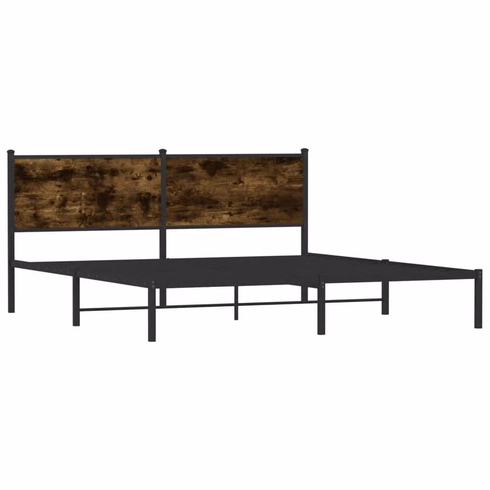 Berkfield Home Metal Bed Frame in Smoked Oak Brown, W: 183 cm, L: 213 cm – 3