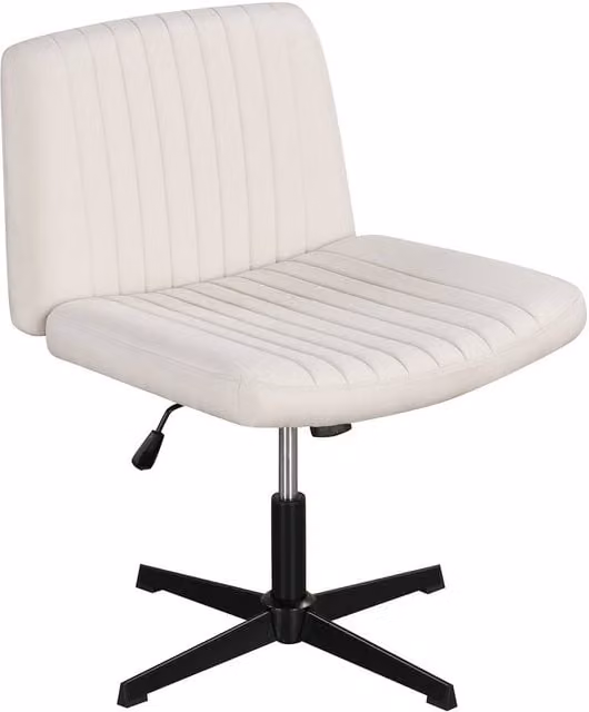 Costway Height Adjustable Swivel Task Chair with 120 Degree Rocking in Beige