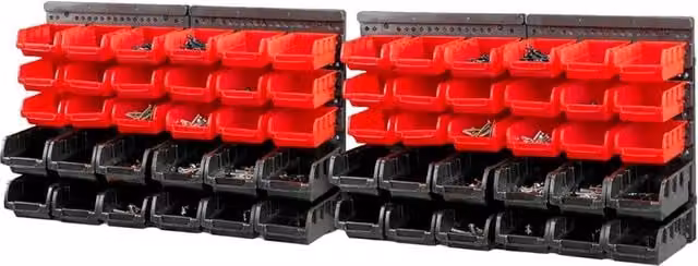 VOGREX 64 Piece Wall Mounted Tool Storage Organiser Rack in Red