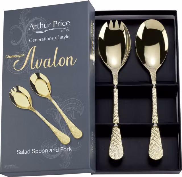 Arthur Price Champagne Avalon Gold Coated Stainless Steel Pair of Salad Servers – 1