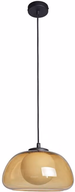 Netlighting Ainale Dome Pendant Ceiling Light in Black with Smoked Glass Shade
