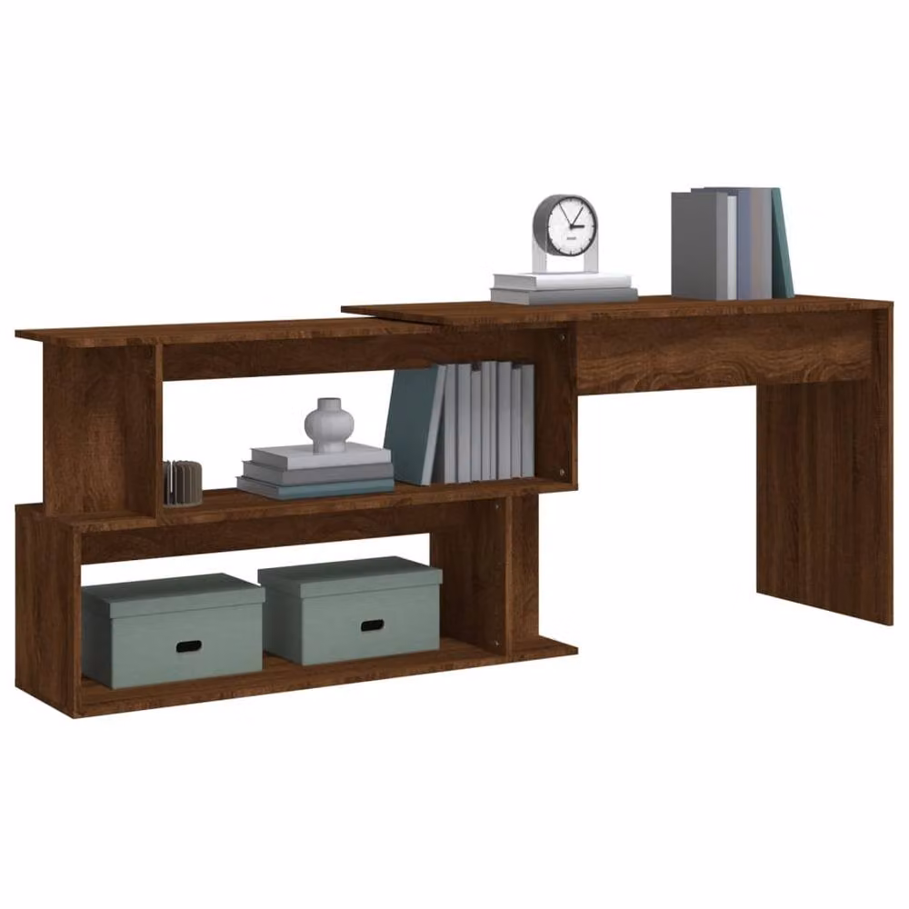 Berkfield Home Modern Corner Desk in Brown Oak, W/D/H: 200 x 50 x 76 cm – 3