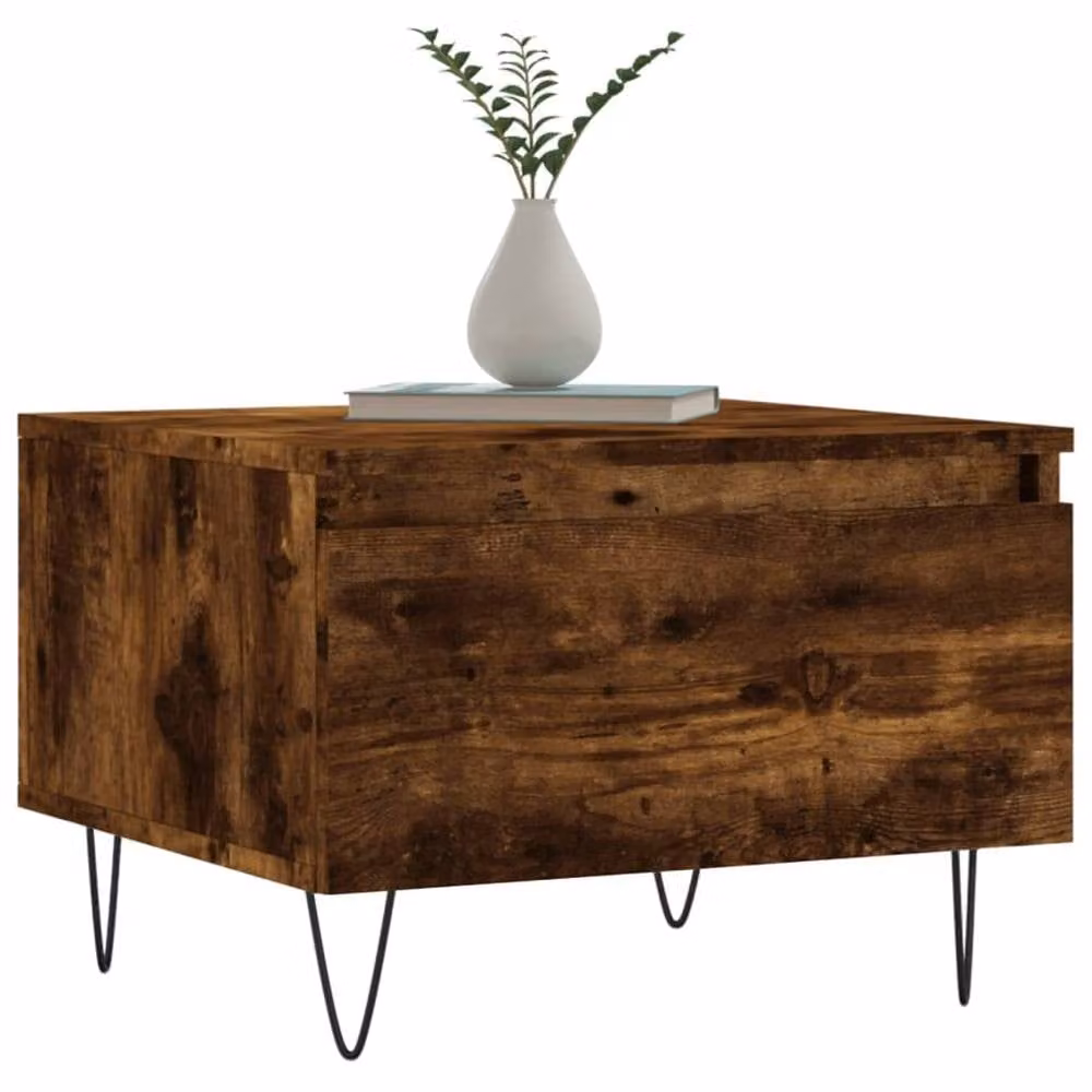 Berkfield Home Set of 2 Modern Nested Coffee Tables in Smoked Oak Brown, W/D/H: 50 x 46 x 35 cm – 2