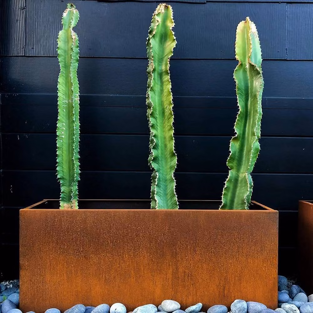 Kelvenix Large Corner Rust Planter in Brown Steel Metal – 5