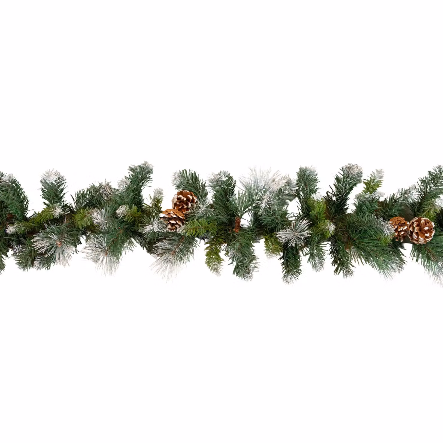 Samuel Alexander 2.7m Frosted Glacier Christmas Garland with Pine Cones in Green – 3