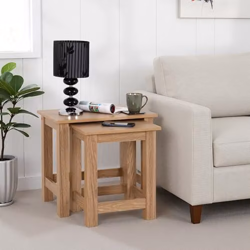 Seconique Tessa Nest of 2 Tables in Brown and Black Wood Effect – 1