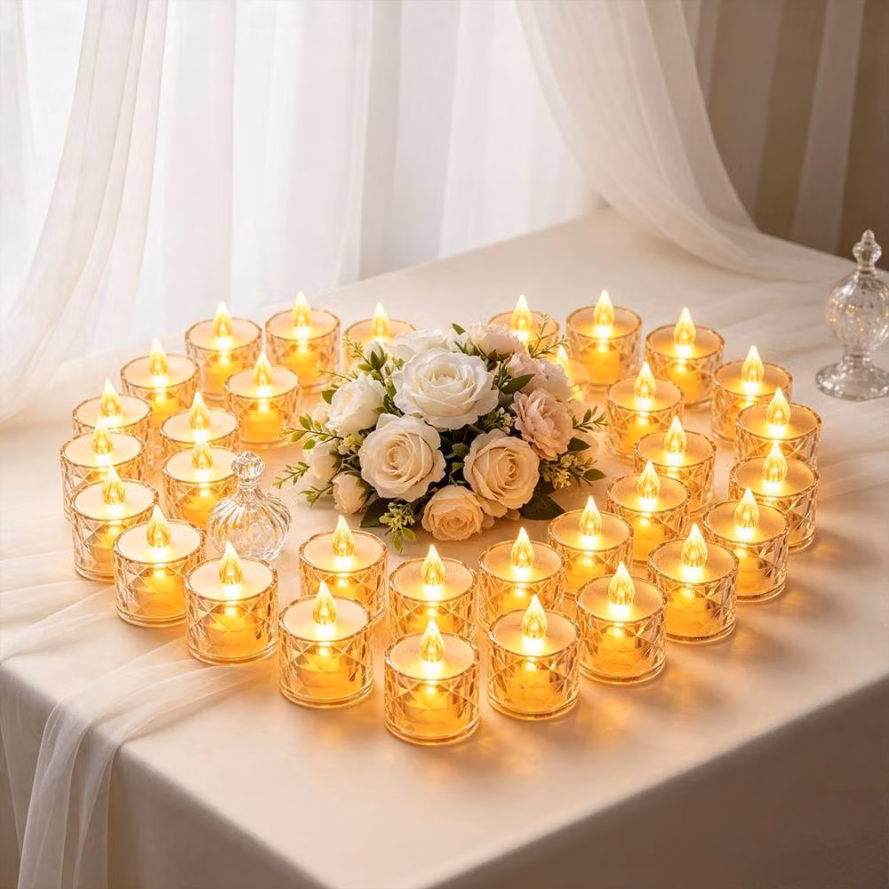 Lovii 24-Piece White Rose Design Flameless LED Tealight Candles – 3