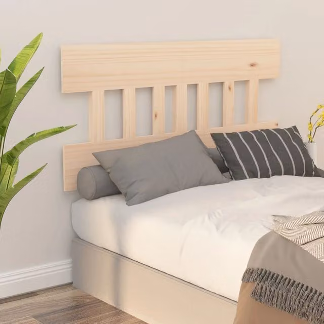 Berkfield Home Rustic Solid Wood Pine Bed Headboard, Brown, W: 123.5 cm, D: 3 cm, H: 81 cm – 1