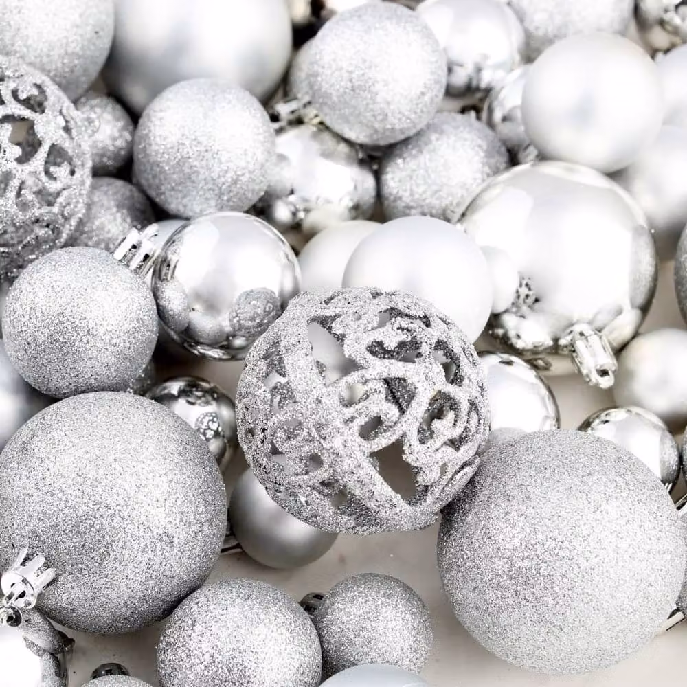 Berkfield Home Beautiful 100 Piece Silver Christmas Bauble Set, 3 cm, 4 cm and 6 cm – 2