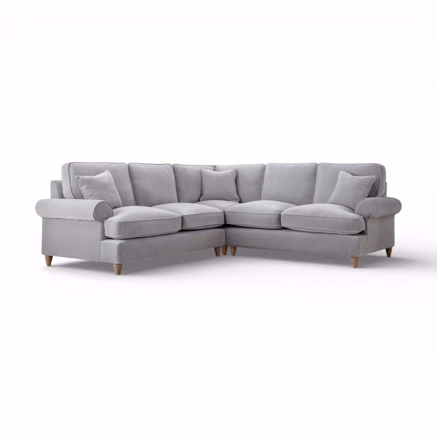 The Great Sofa Company Ezra Large Textured Velvet Corner Sofa in Light Grey – 2