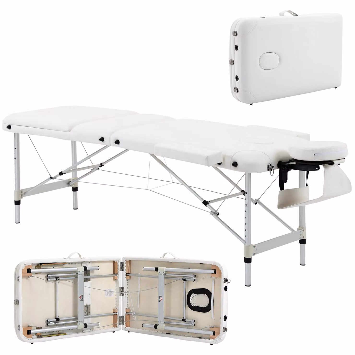 HOMCOM Portable Single Massage Table and Beauty Therapy Spa Bed in White – 2