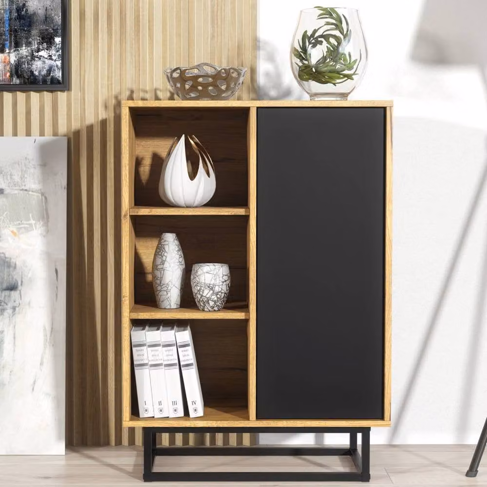 Mex Furniture LTD Elysian Loft Sideboard in Dark Brown and Black with Dark Oak Finish – 2