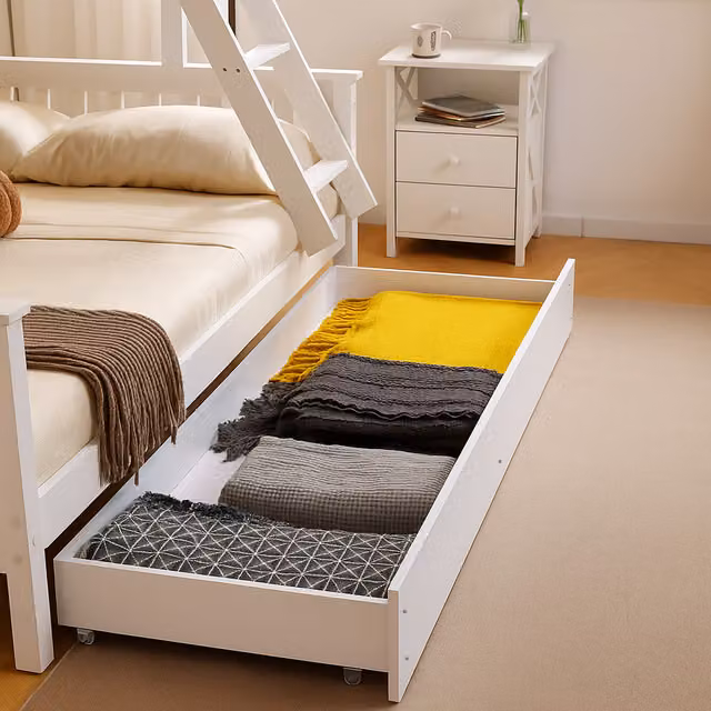 Mission TM Max Large Wooden Under Bed Storage Drawer in White and Grey Matt Finish