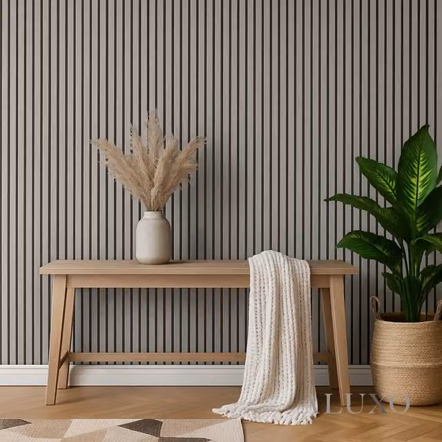 ALUXO Set of 2 Acoustic 3D Real Wood Slatted Wall Panels in Ash Grey