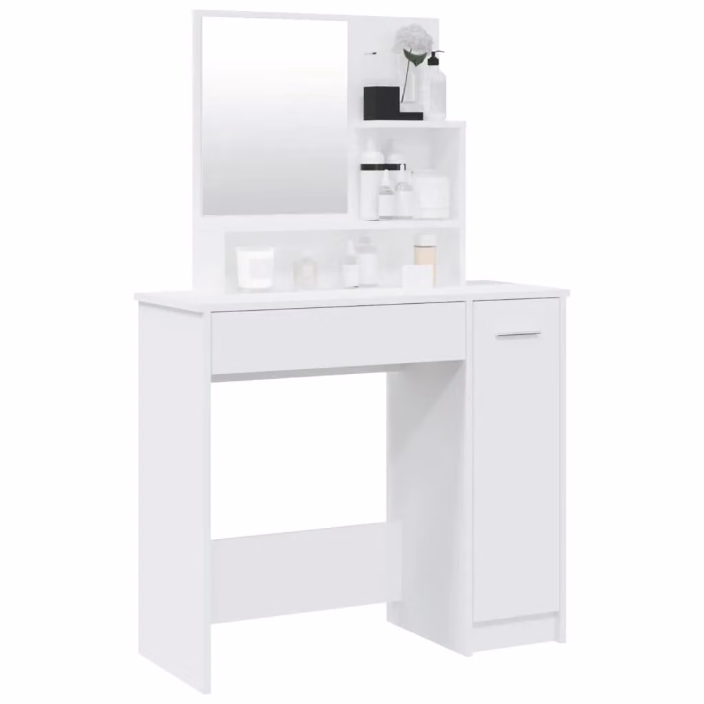 Berkfield Home Classic Dressing Table with Mirror in White, W: 86.5 cm, D: 35 cm, H: 136 cm – 2