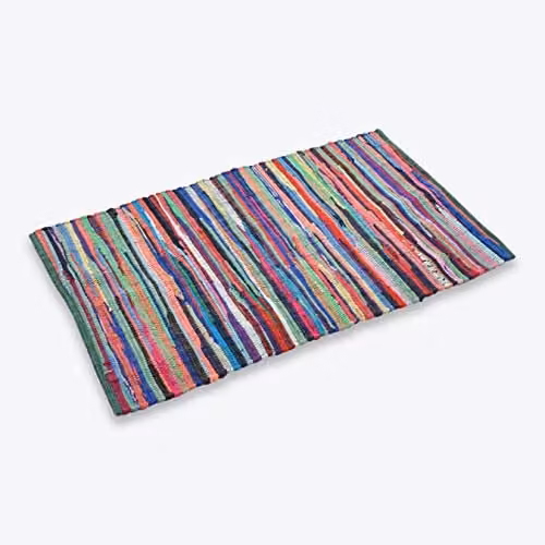 Allure Bath Fashions Multicoloured Patchwork Boho Woven Rectangular Rag Rug W/D/H: 60 x 60 x 60 cm – 1