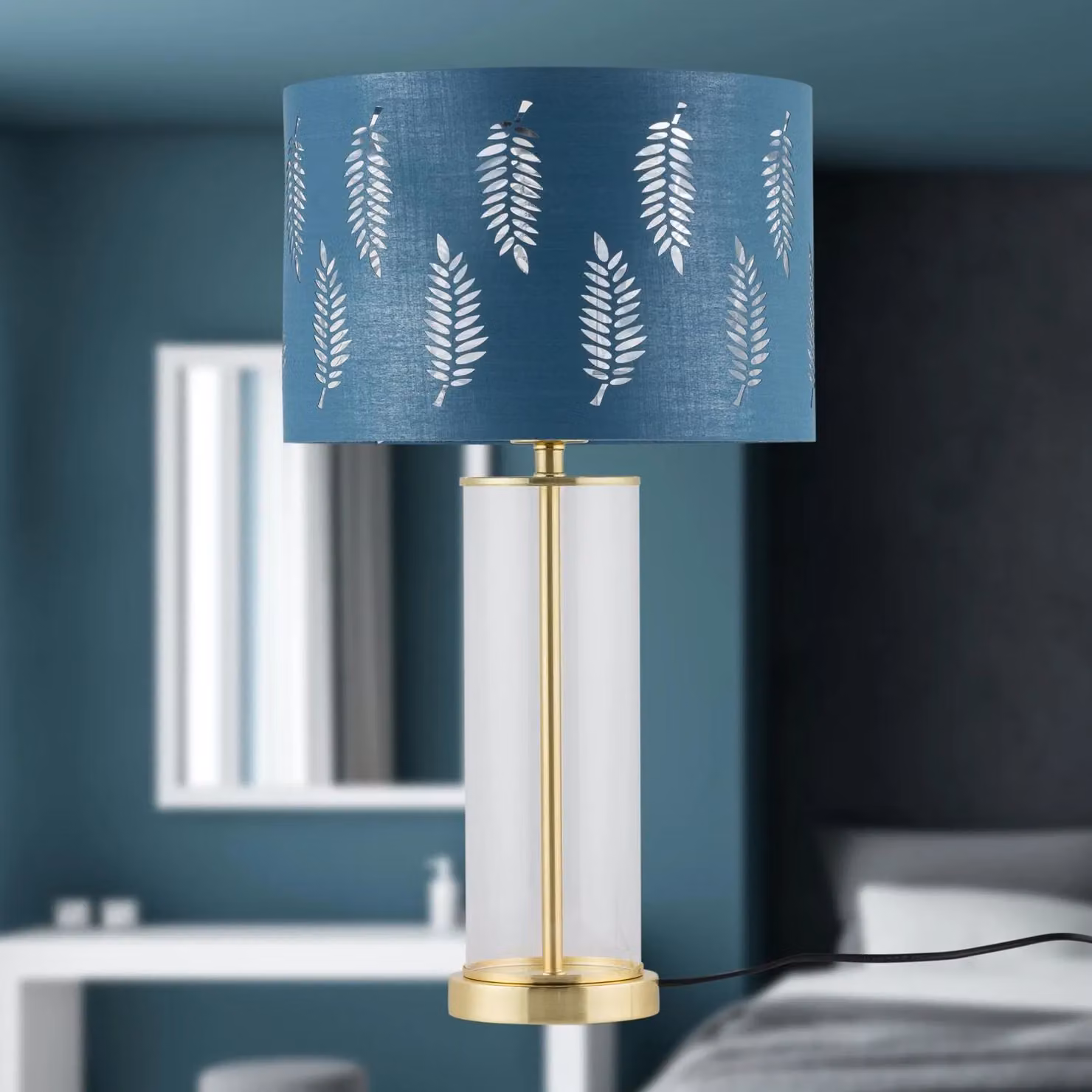 First Choice Lighting Aura Modern Table Lamp Base in Gold and Brass with Glass Cylinder – 3