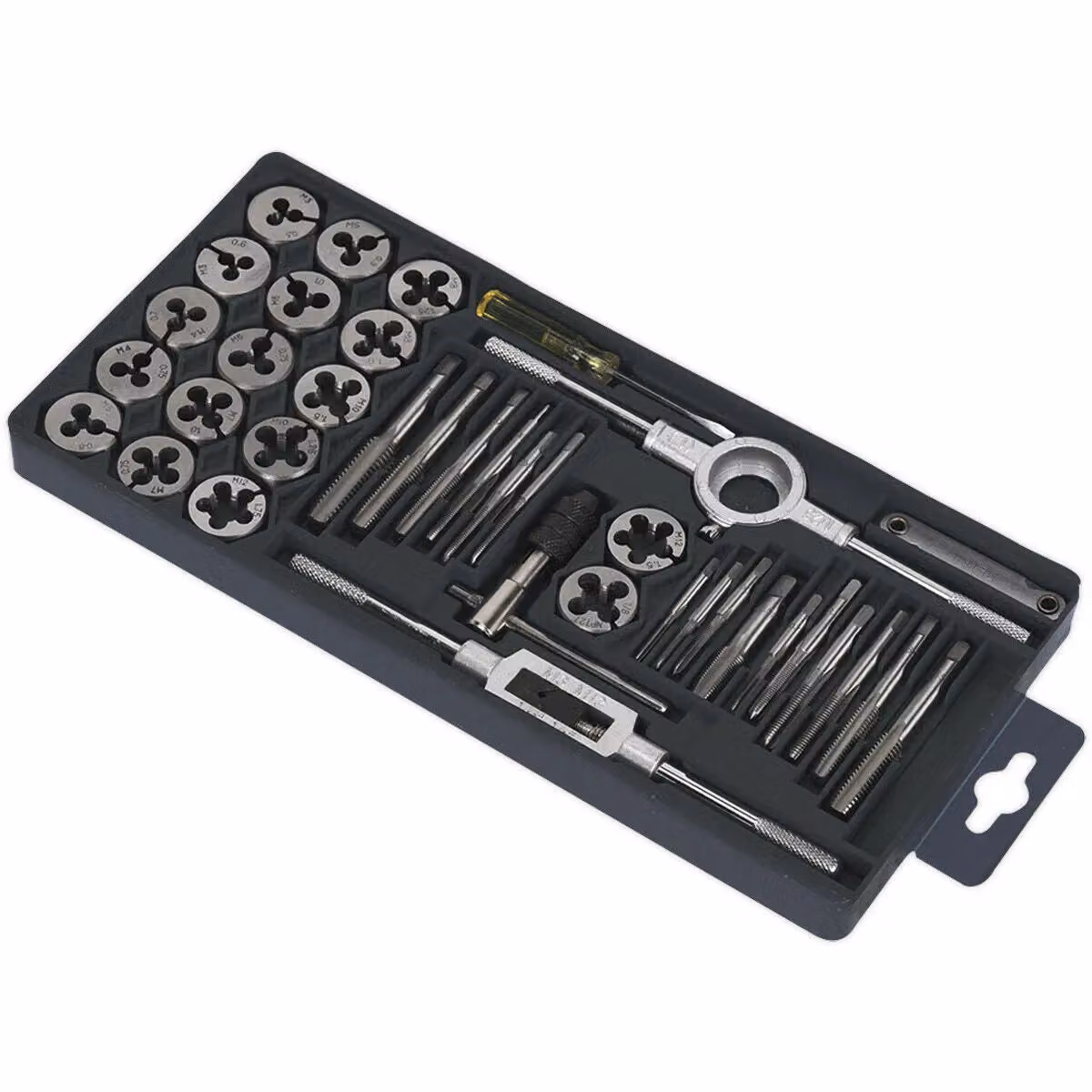 Loops 40pc Metric Tap and Split Die Set M3 to M12 Silver Steel Manual Bar and Socket Threading Tool – 3
