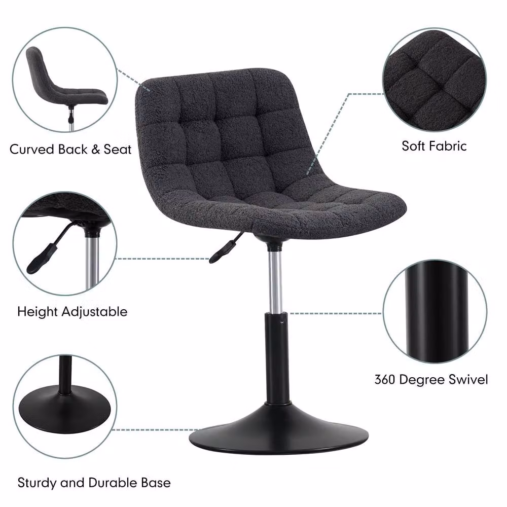 MCC Direct Drake Height Adjustable Dressing Table Chair in Grey Fabric – 2