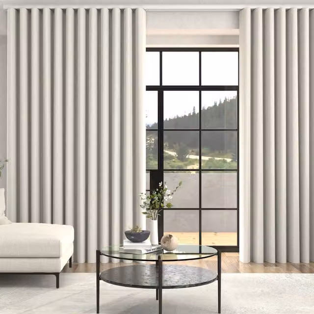 Terrys Ren Herringbone Woven Made To Measure Blackout Curtains in Pearl Wave White and Beige