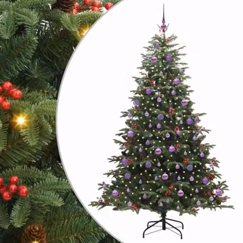 vidaXL Artificial Christmas Tree with 300 LEDs, Green, Height: 210 cm