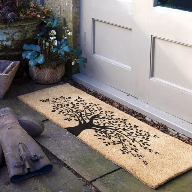 Artsy Mats Tree of Life Harmony Double Door and Patio Coir Doormat in Black and Multicolour, W: 120 cm, D: 40 cm – 1
