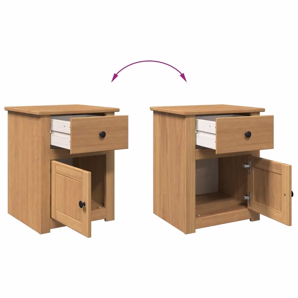 Berkfield Home Beautiful Panama Bedside Cabinet in Brown Solid Waxed Pine, W/D/H: 46 x 40 x 57 cm – 3