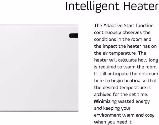 Adax Neo Low Profile Wall Mounted Electric Convector Heater in Grey