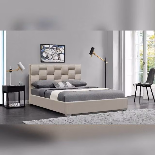 Comfy Living Ltd Plush Velvet Upholstered Bedframe in Cream, W/D/H: 180 x 200 cm