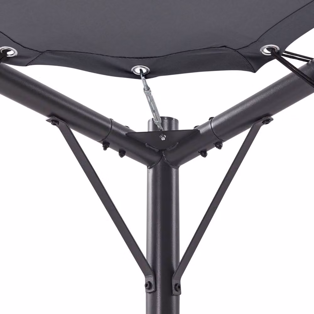 Wyld and Coco Curved Modern Pergola in Dark Grey Polyester and Steel, W/D/H: 300 x 300 x 300 cm – 3