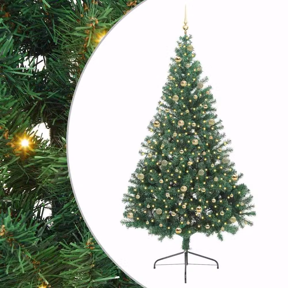 Berkfield Home Artificial Pre-lit Christmas Tree in Green, Height: 240 cm – 2