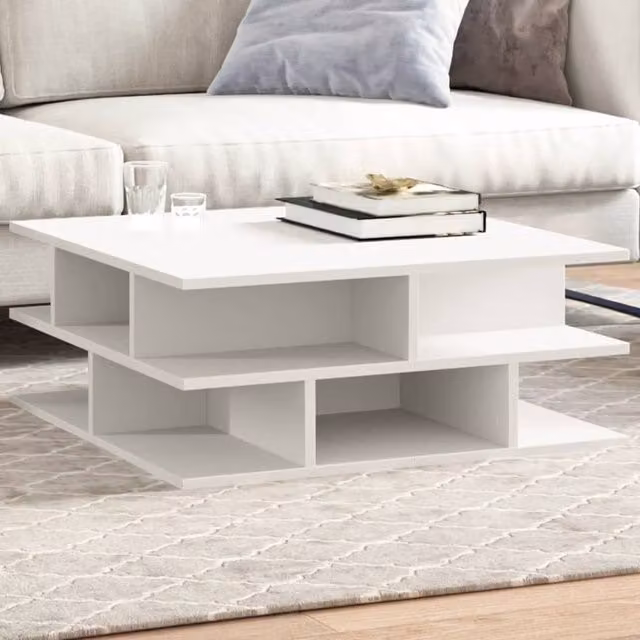 Berkfield Home White Square Coffee Table in Engineered Wood W/D/H: 70 x 70 x 29 cm – 1