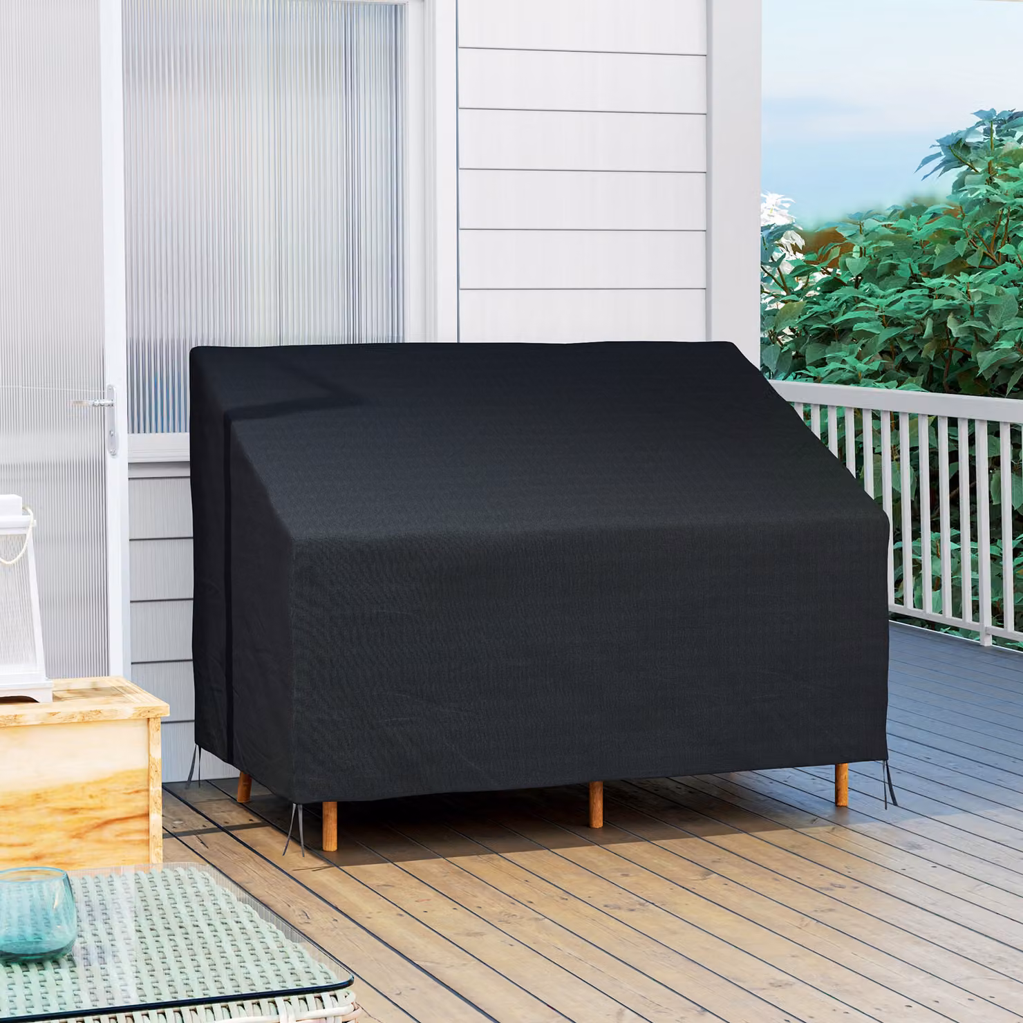 Outsunny Waterproof 2 Seater Sofa Protector in Black – 2