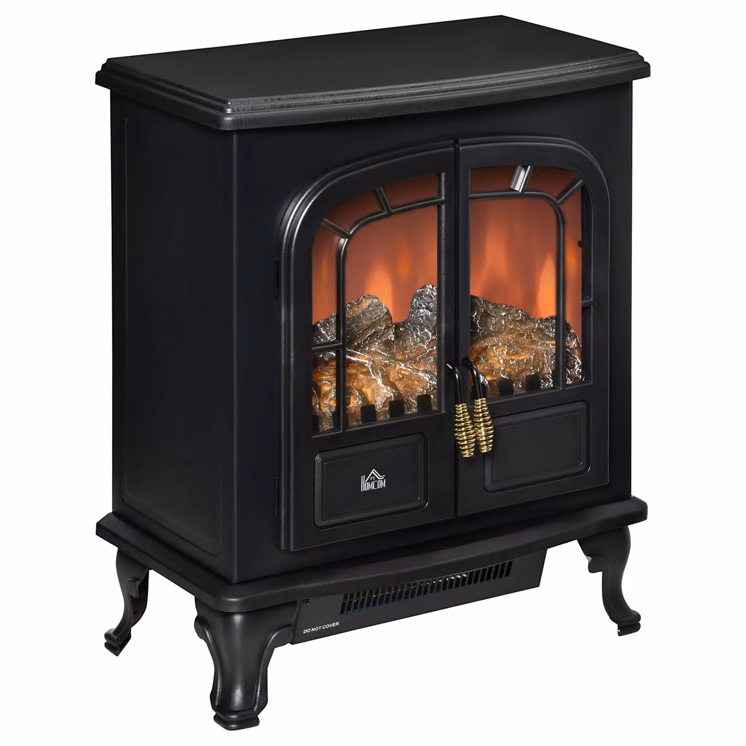 HOMCOM Freestanding Electric Fireplace Stove Heater with LED Flame Effect in Black – 2