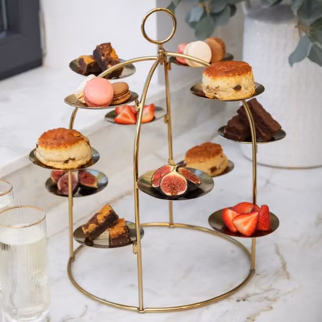 Artesa Canape Serving Tree in Gold with Stainless Steel Accents