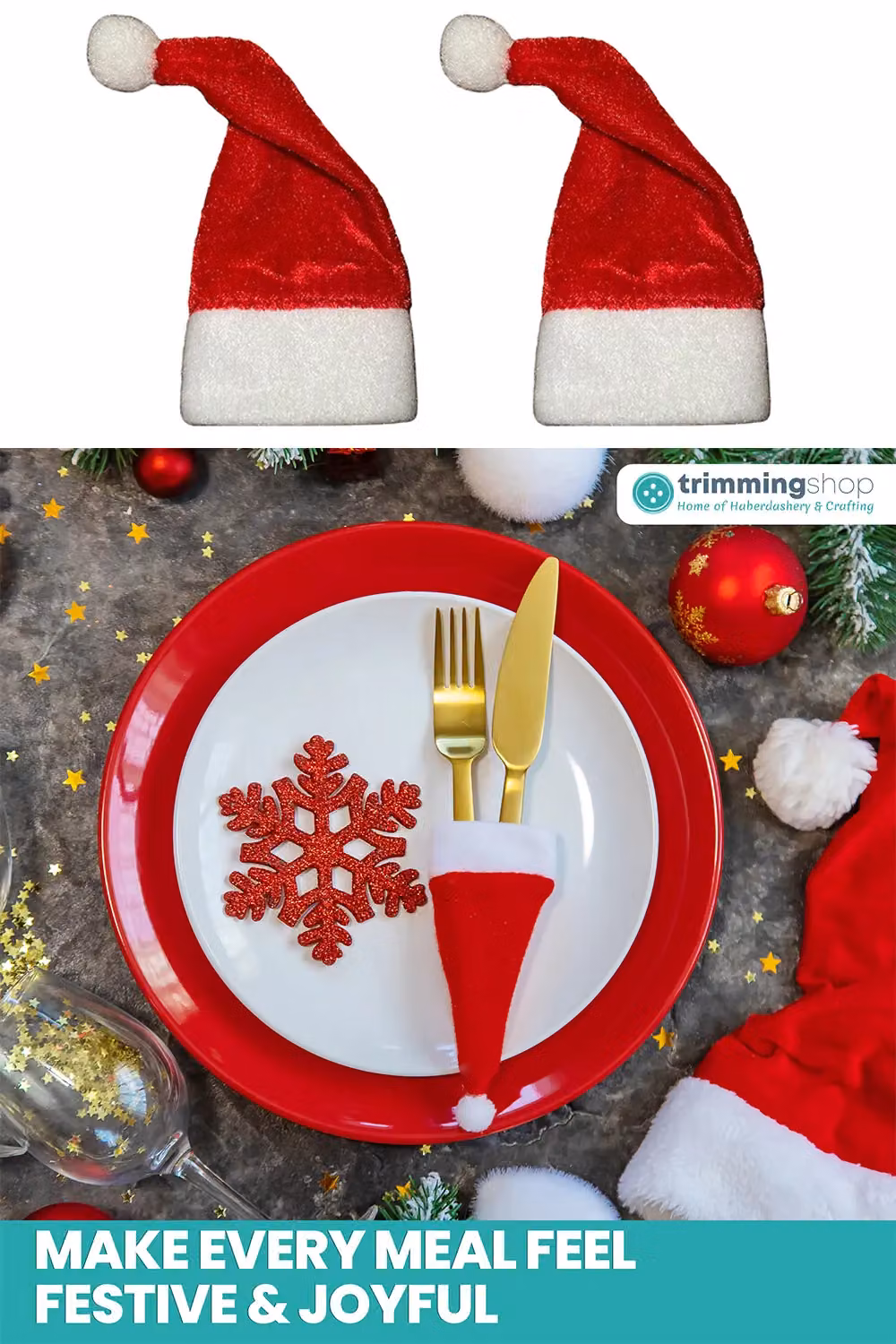 Neel Blue Pack of 20 Mini Christmas Santa Hats in Red, Blue and White Felt Fleece – 5