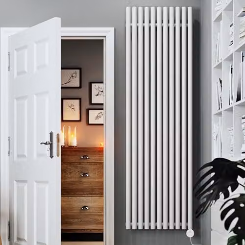 Terma Rolo Room E Electric Radiator with Wifi and App Control, White (RAL 9016), 1.5 kW, H: 200 cm x W: 59 cm x D: 5.9 cm