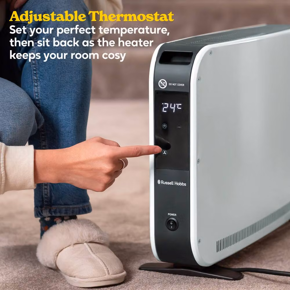 Russell Hobbs RHCVHTF2004 Digital Convector Heater, 2000W Electric with Turbo Fan and Timer, White – 7