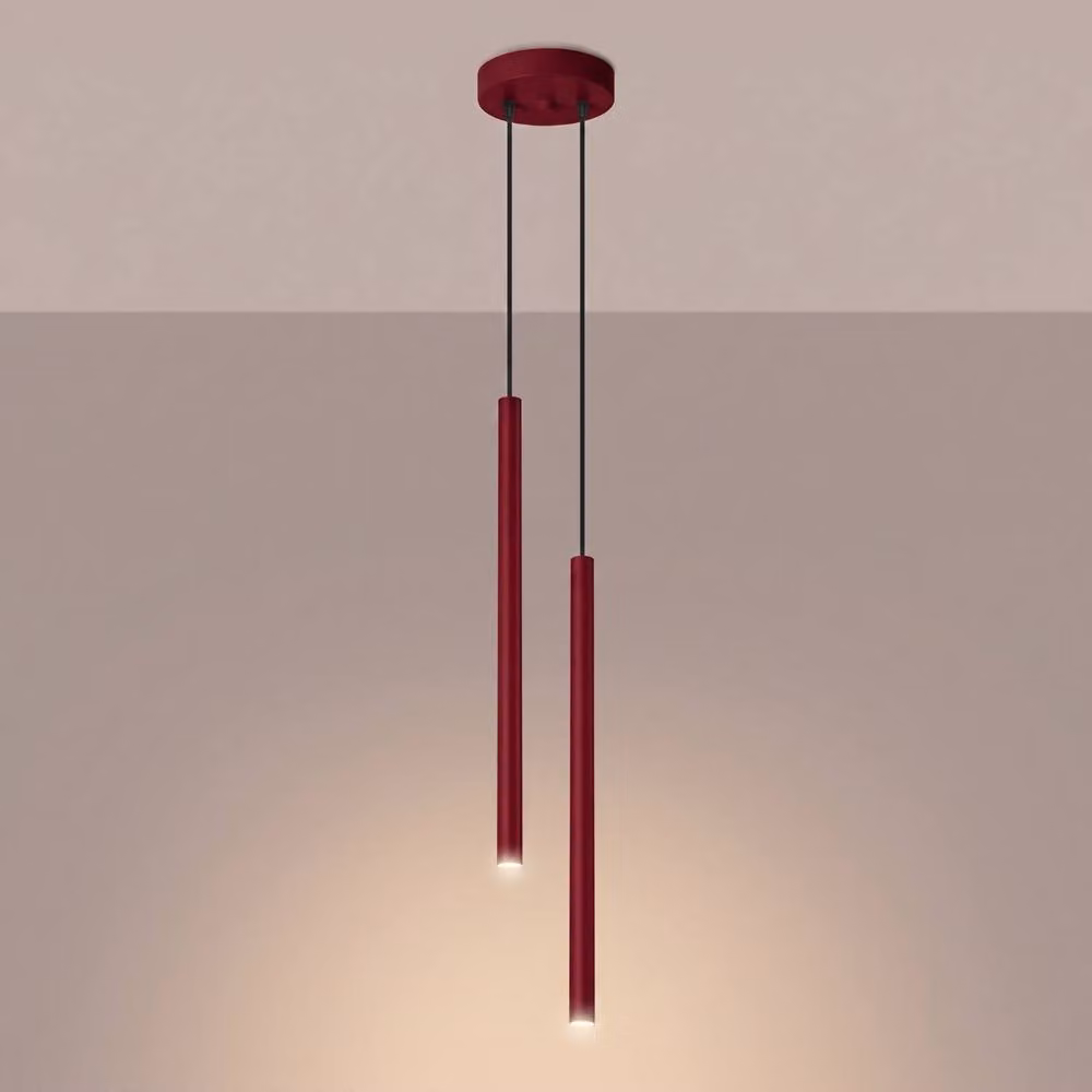 Sollux Lighting Modern Pendant Lamp in Red, W/D/H: 118 x 15 x 15 cm – 3