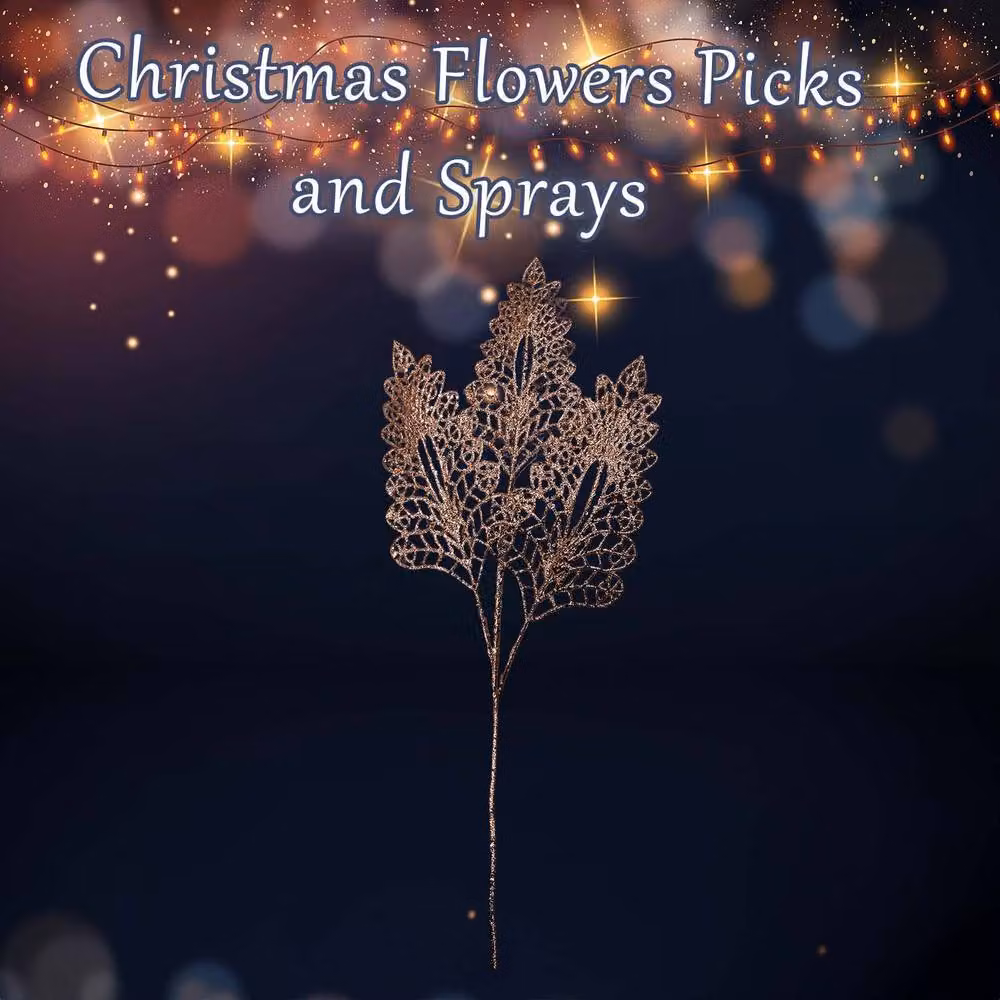 VFM e-Store Christmas Stem Leaves and Berries Decoration in Gold, W: 80 cm, H: 37 cm – 2