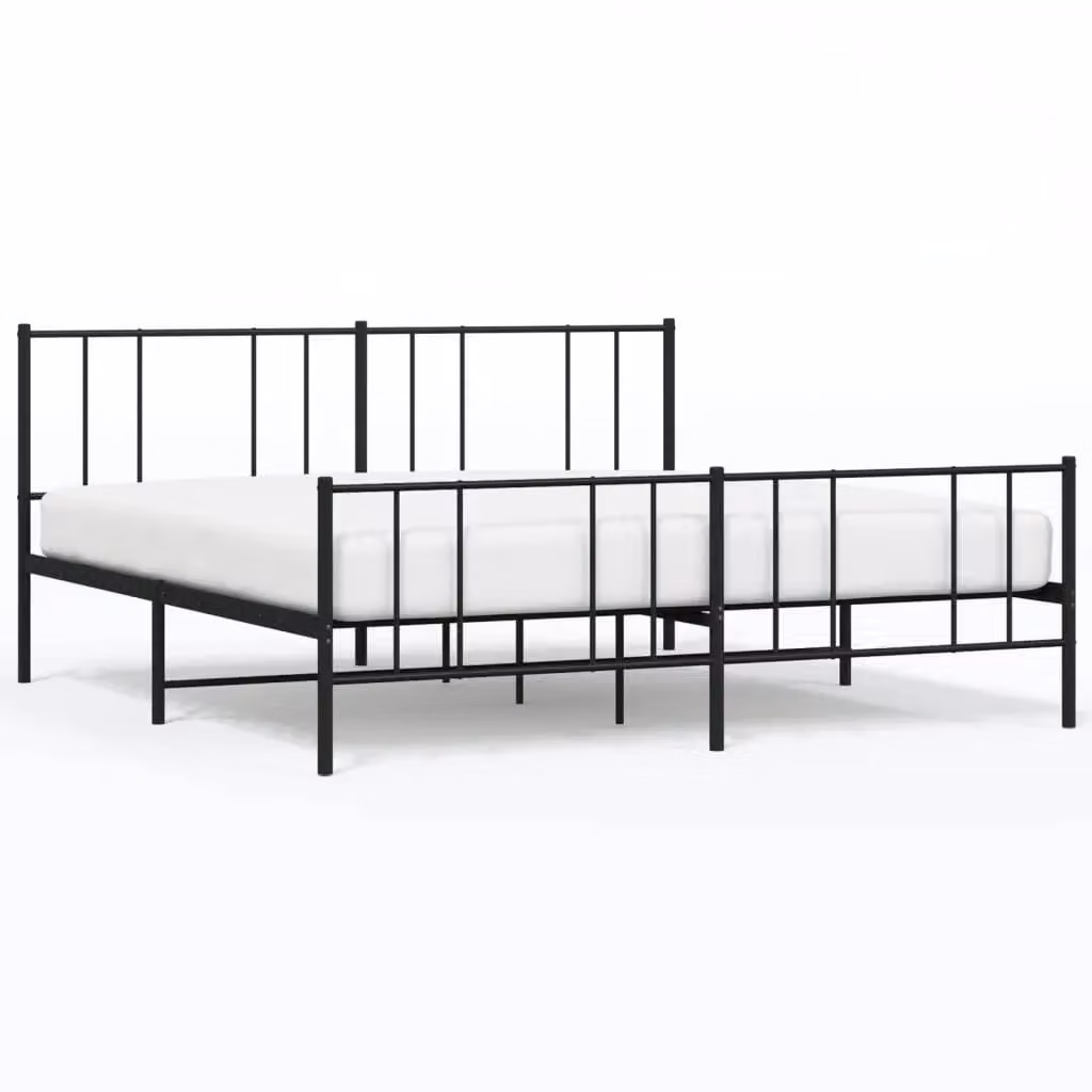 Berkfield Home Metal Bed Frame with Headboard and Footboard in Black – 2