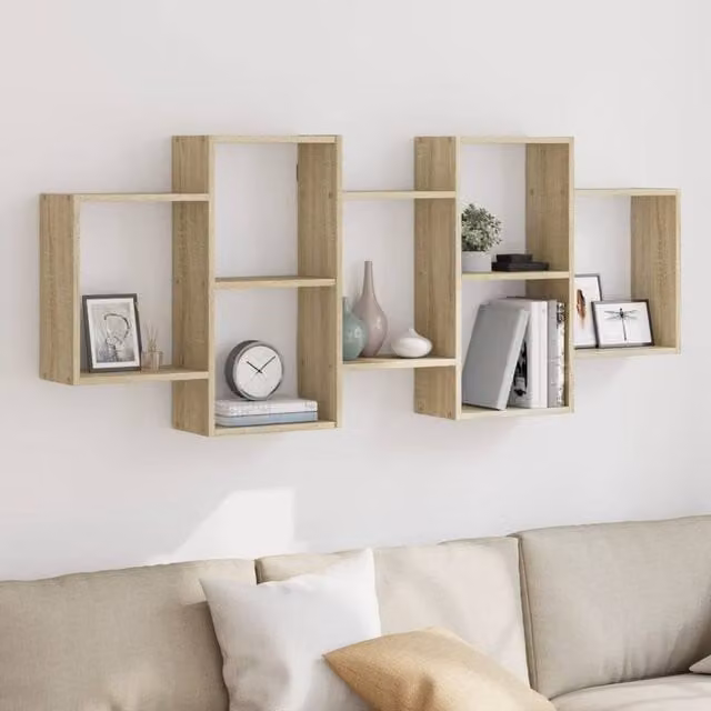 Berkfield Home Sonoma Oak Wall Shelf in Beige, W/D/H: 159 x 18 x 65 cm – 1