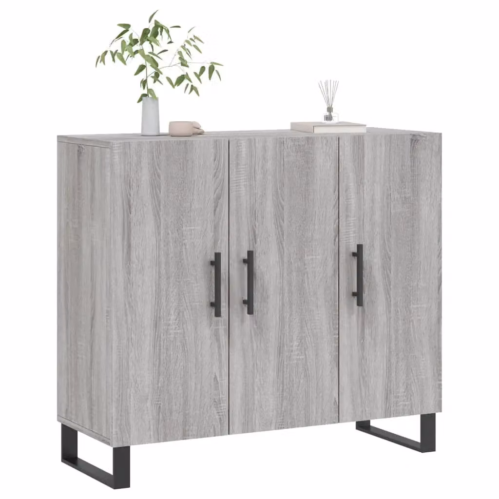 Berkfield Home Grey Sonoma Sideboard in Engineered Wood, W/D/H: 90 x 34 x 80 cm – 2